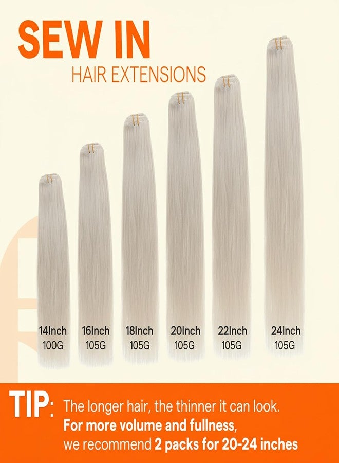Full Shine Blonde Sew In Weft Hair Extensions Silky Straight Real Hair Wefts Human Hair 105 Grams Sew In Hair Extensions Ash Blonde Highlight Remy Bundles 24 Inch - Image 5
